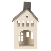 Article Maison décorative en métal avec cheminée et fenêtres 24 cm