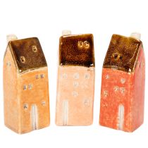 Article Maison miniature décorative en céramique pour rebord de fenêtre, 10 cm, lot de 3