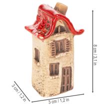 Article Ensemble de décorations en céramique représentant de petites maisons à toit rouge de 8 cm (2 pièces).
