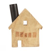 Article Bougeoir décoratif en bois en forme de maison, noir, 10,5 × 3,5 × 13 cm