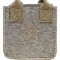 Jardinière décorative en feutre décoration de Noël beige 20/16cm lot de 2