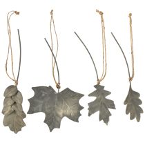 Article Feuilles déco automne métal gris argent L20cm 4pcs