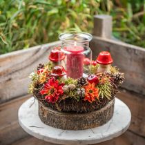 Déco automne champignons déco en bois Champignons en bois rouge H5-7cm 6 pièces