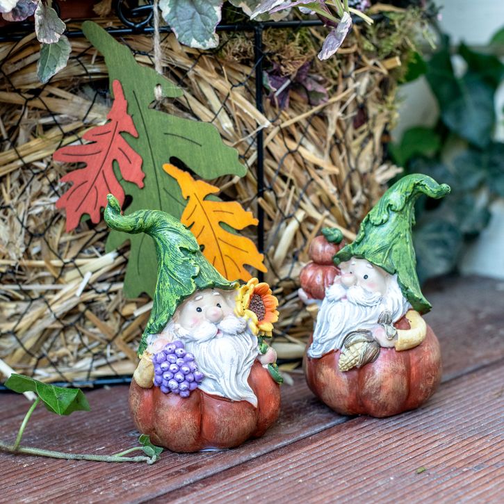 Gnome d&#39;automne décoration citrouille gnome assorti H11.5cm 2pcs