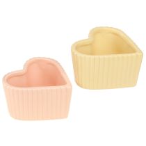 Article Décoration en Céramique Coeur Brillant Orange Jaune 11×10×6cm 6 pcs