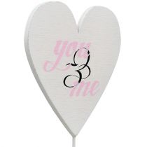 Article Coeur sur bâton 7cm blanc, rose 12 pcs