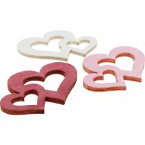 Coeurs en bois, cadeaux pour décorations de table, Saint Valentin, décorations de mariage, double coeur 72pcs