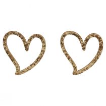 Article Décoration de coeur décoration dispersée coeurs décoration de table en bois or 5cm 48 pcs