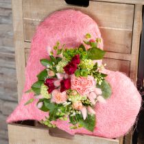 Article Décoration coeur avec fibres de sisal coeur en sisal rose clair 40x40cm