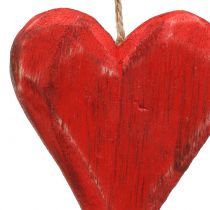 Coeurs en bois à suspendre rouge, blanc 11,5cm 4pcs