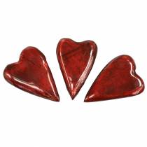 Coeurs en bois de manguier vernissés rouge 6,2–6,6 cm × 4,2–4,7 cm 16pcs