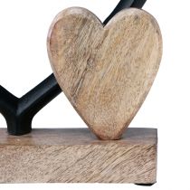 Article Coeur métal coeur bois socle bois de manguier naturel 18x5x19cm