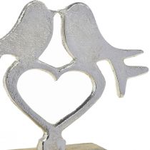 Article Décoration coeur à placer avec décoration oiseau mariage 16,5×19,5cm