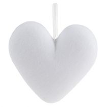 Cœurs floqués à suspendre 15 cm blancs 4 p.