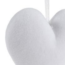Cœurs floqués à suspendre 15 cm blancs 4 p.