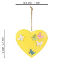Article Pendentifs décoratifs en forme de cœur avec papillons pour la décoration printanière, 10,5 cm, lot de 3