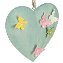 Article Pendentifs décoratifs en forme de cœur avec papillons pour la décoration printanière, 10,5 cm, lot de 3