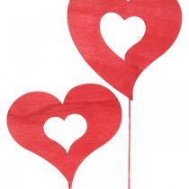Bouchon fleur coeur, décoration bois à coller, saint valentin, bouchon déco rouge, fête des mères L31-33cm 24pcs