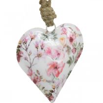 Coeur avec motif fleuri, fête des mères, pendentif métal H9cm 3pcs
