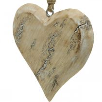 Décoration de mariage, pendentif coeur, Saint Valentin, décoration en bois avec motif nature, blanc lavé 14×15.5cm 3pcs
