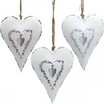 Coeurs décoratifs à suspendre en métal coeur en métal blanc 12×16cm 3pcs