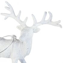 Article Décoration cerf en pendentif de Noël blanc H13,5cm 3pcs