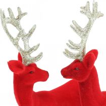 Déco cerf décoration figure déco renne rouge H20cm 2pcs