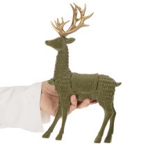 Article Figurine cerf debout floquée avec bois dorés 31 cm