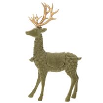 Article Figurine cerf debout floquée avec bois dorés 31 cm