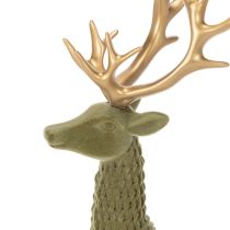 Article Figurine cerf debout floquée avec bois dorés 31 cm
