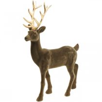 Figurine déco cerf décoratif renne floqué marron H46cm