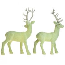 Article Cerf renne déco veau gris vert floqué 20cm lot de 2
