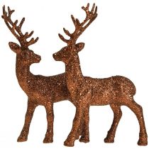 Article Figurine déco cerf renne cuivre pailleté déco veau H20,5cm lot de 2
