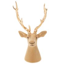 Article Tête de cerf décorative en plastique avec bois dorés 52 cm