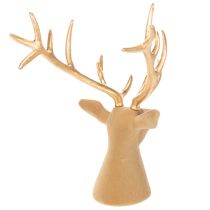 Article Tête de cerf décorative en plastique avec bois dorés 52 cm