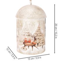 Article Cloche décorative de Noël en métal avec motif renne, 26 cm
