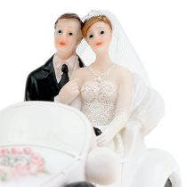 Figurine de mariage couple dans cabriolet 15 cm