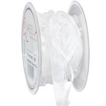 Article Ruban d'organza blanc pour décoration de mariage, 10 mm x 5 m, avec cœurs et perles