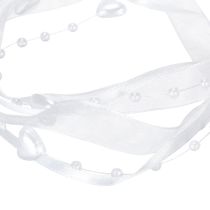 Article Ruban d'organza blanc pour décoration de mariage, 10 mm x 5 m, avec cœurs et perles