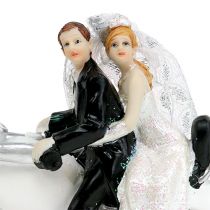 Figurine de mariage mariés à moto 9 cm