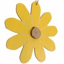 Fleurs en bois à accrocher, décoration printanière, fleurs en bois jaune et blanc, fleurs d&#39;été 8pcs