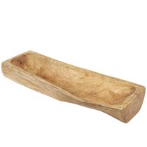 Article Plateau décoratif en bois naturel rectangulaire avec cavité 40×13–16×6,5 cm