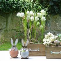 Lapin en bois dans un oeuf, décoration printanière, lapins à lunettes, lapins de Pâques 3pcs