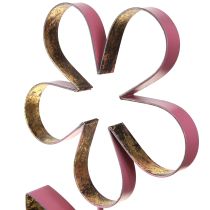 Article Fleur décorative bois métal sur socle vieux rose doré H35cm