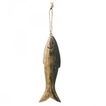 Article Décoration poisson en bois grand, pendentif poisson bois 29.5cm