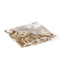 Article Pendentif en bois Emoticon Emoticon® Ø4cm naturel 24 pcs