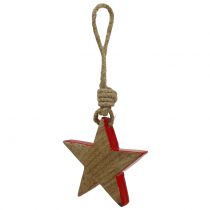 Article Étoile en bois rouge, naturel 10cm à suspendre 1 pce