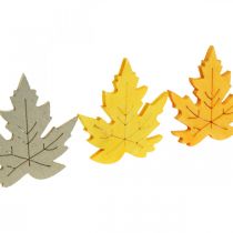Article Décoration à disperser automne, feuilles d&#39;érable, feuilles d&#39;automne dorées, orange, jaune 4cm 72 pcs