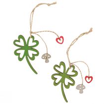 Article Pendentif en bois feuille de trèfle du Nouvel An coloré 5x0,5x8cm 12 pcs