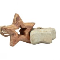 Article Lot de 8 étoiles en bois naturel avec corde en jute Ø 4,5 cm